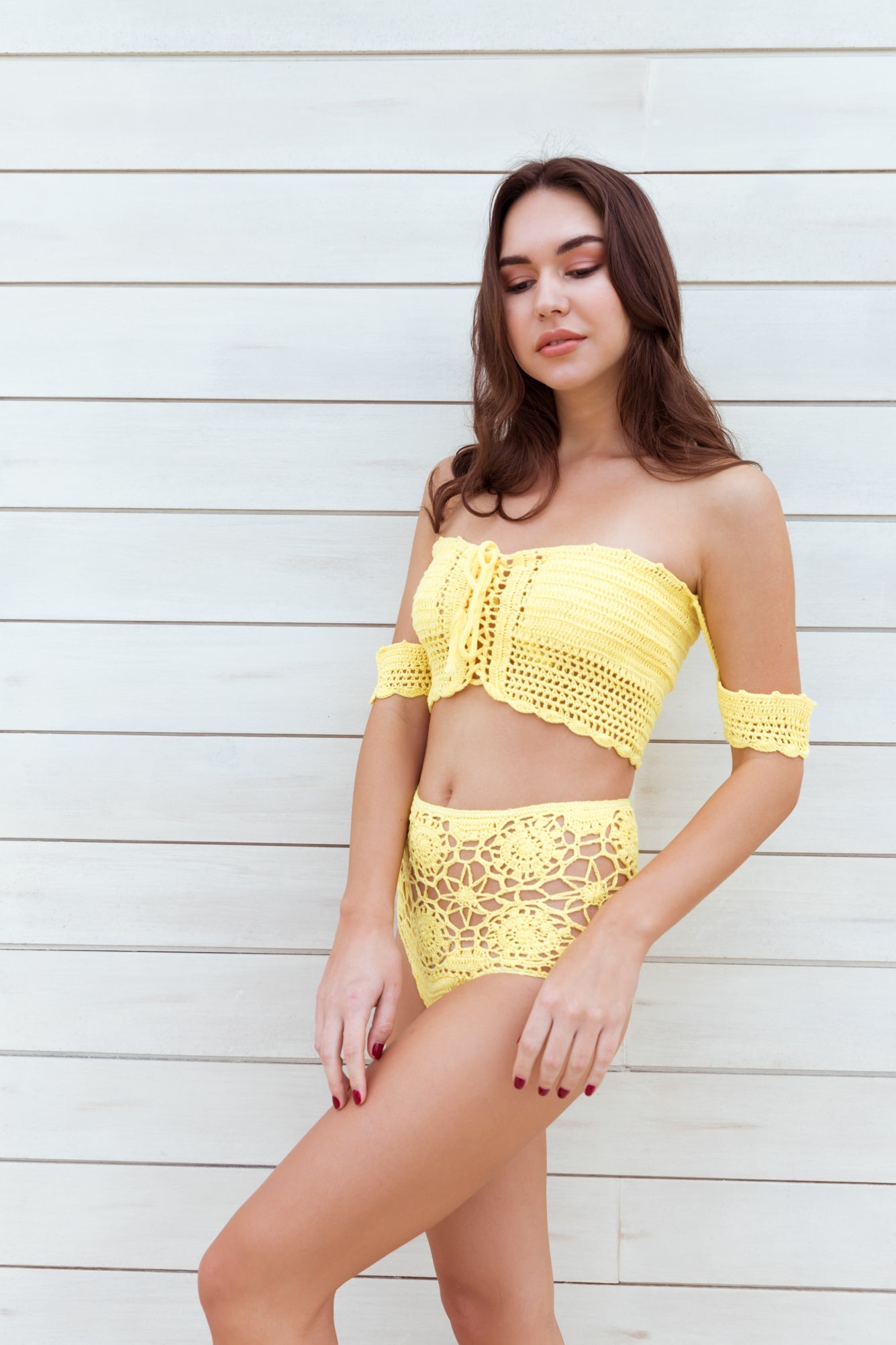 Floret Crochet Swimsuit in Canary Yellow Balushka