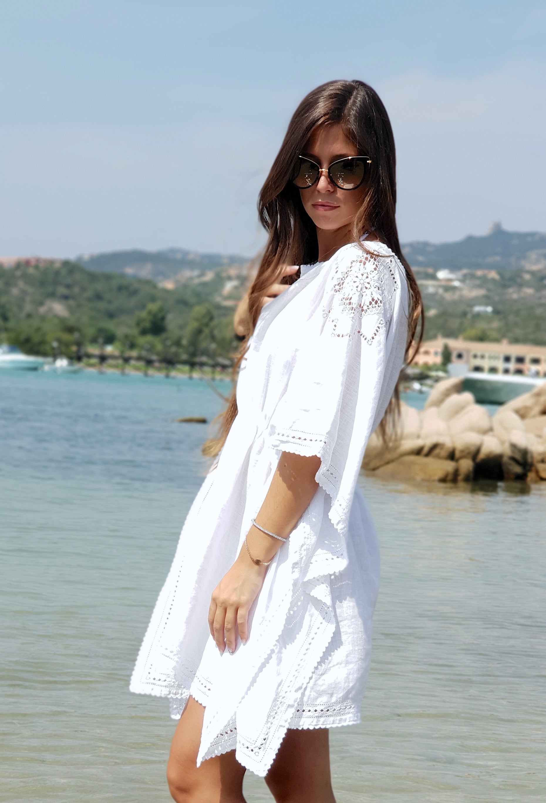 Vasilisa Beach Dress in Elegant White Balushka