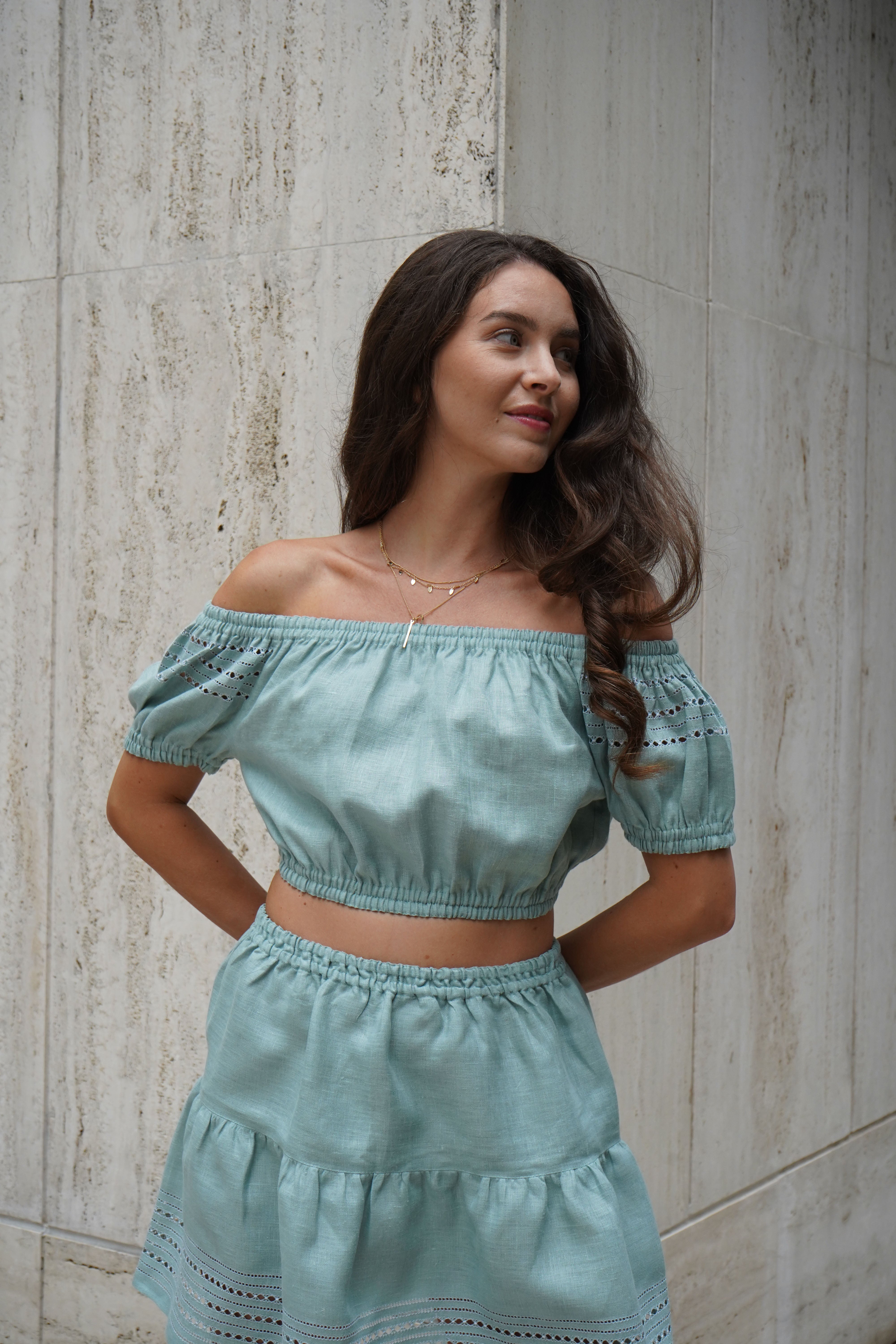 Aksinia Crop Top in Light Sea Green