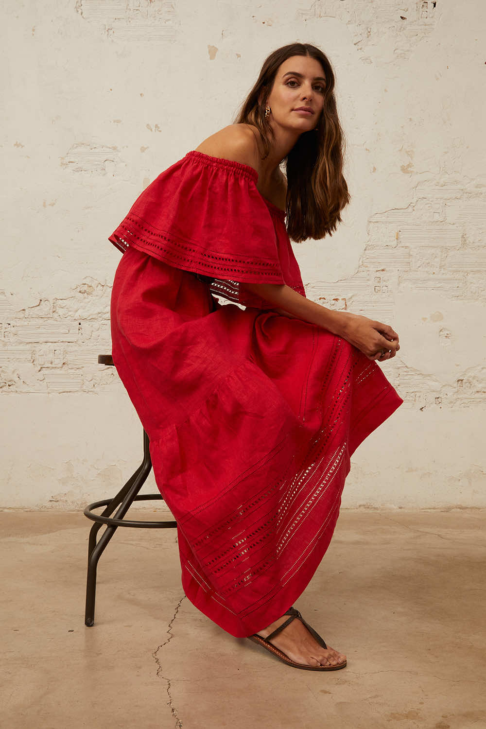 Lyubava Maxi Dress in Scarlet Red Balushka