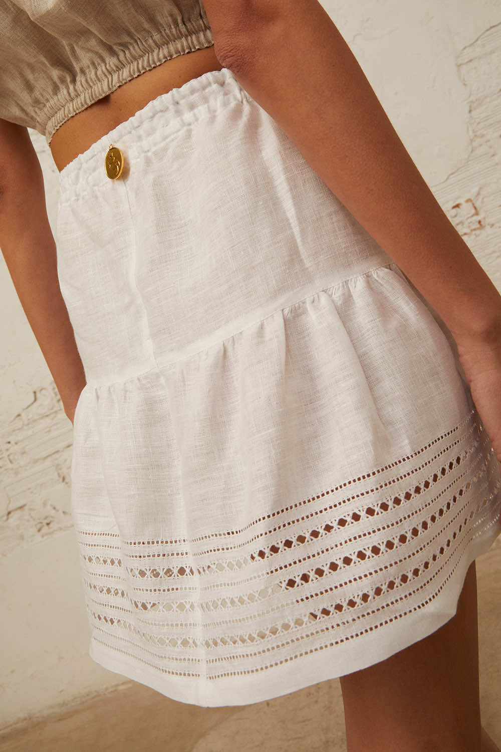Sample of Yarina Mini Skirt in Elegant White Balushka