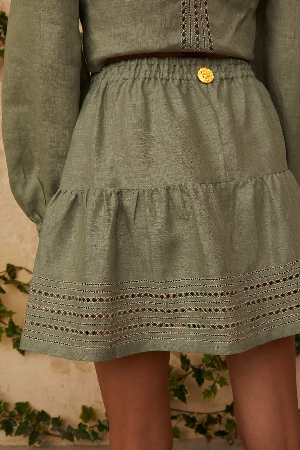 Yarina Mini Skirt in Jungle Green Balushka