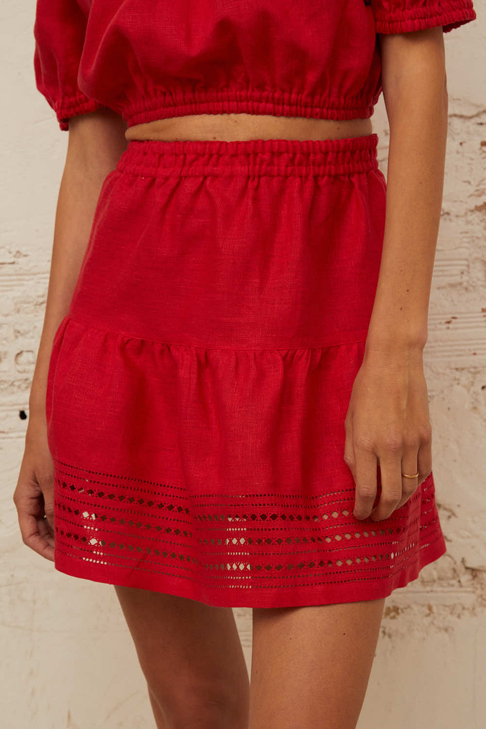 Yarina Mini Skirt in Scarlet Red Balushka