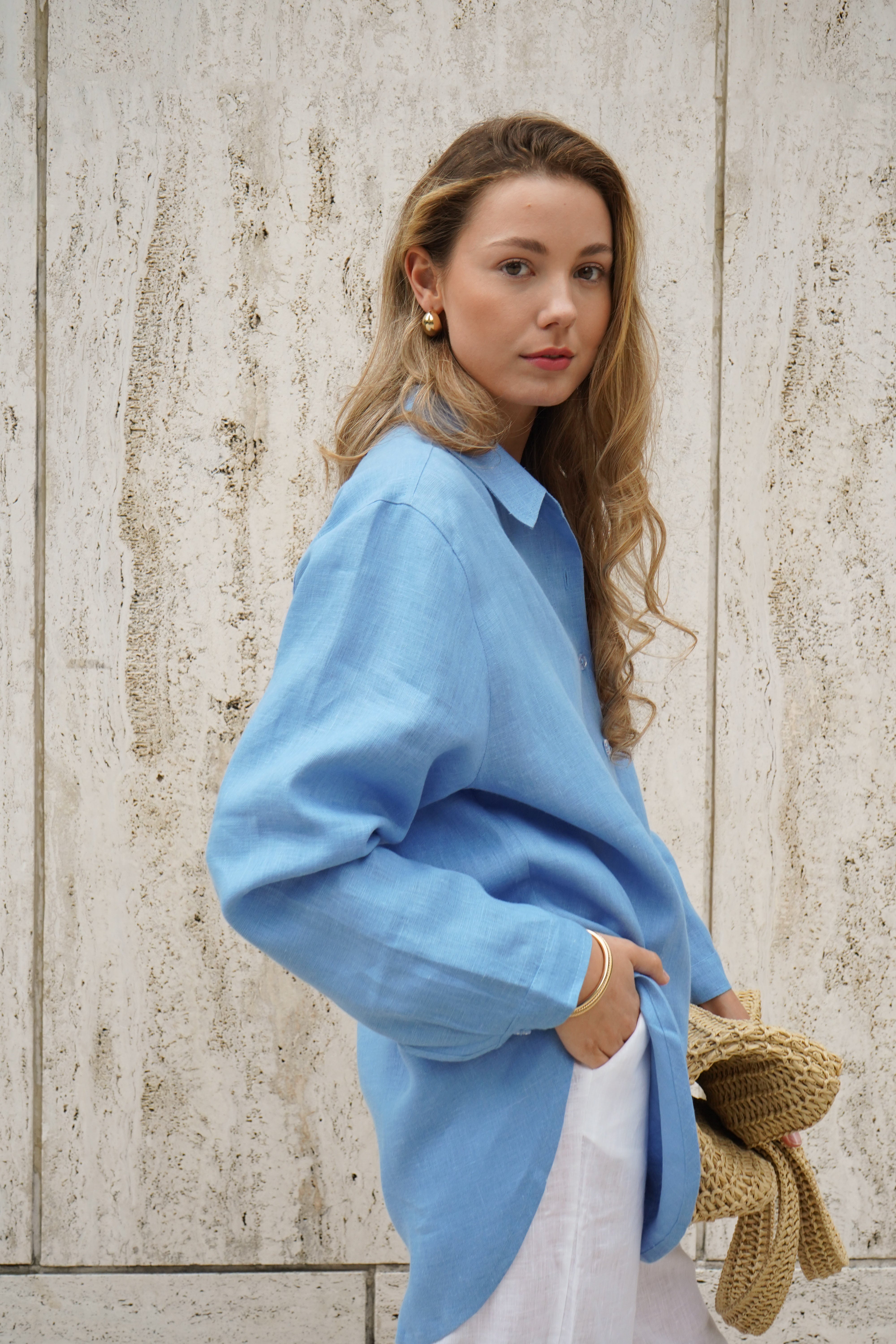 Zlata Oversize Shirt in Sky Blue