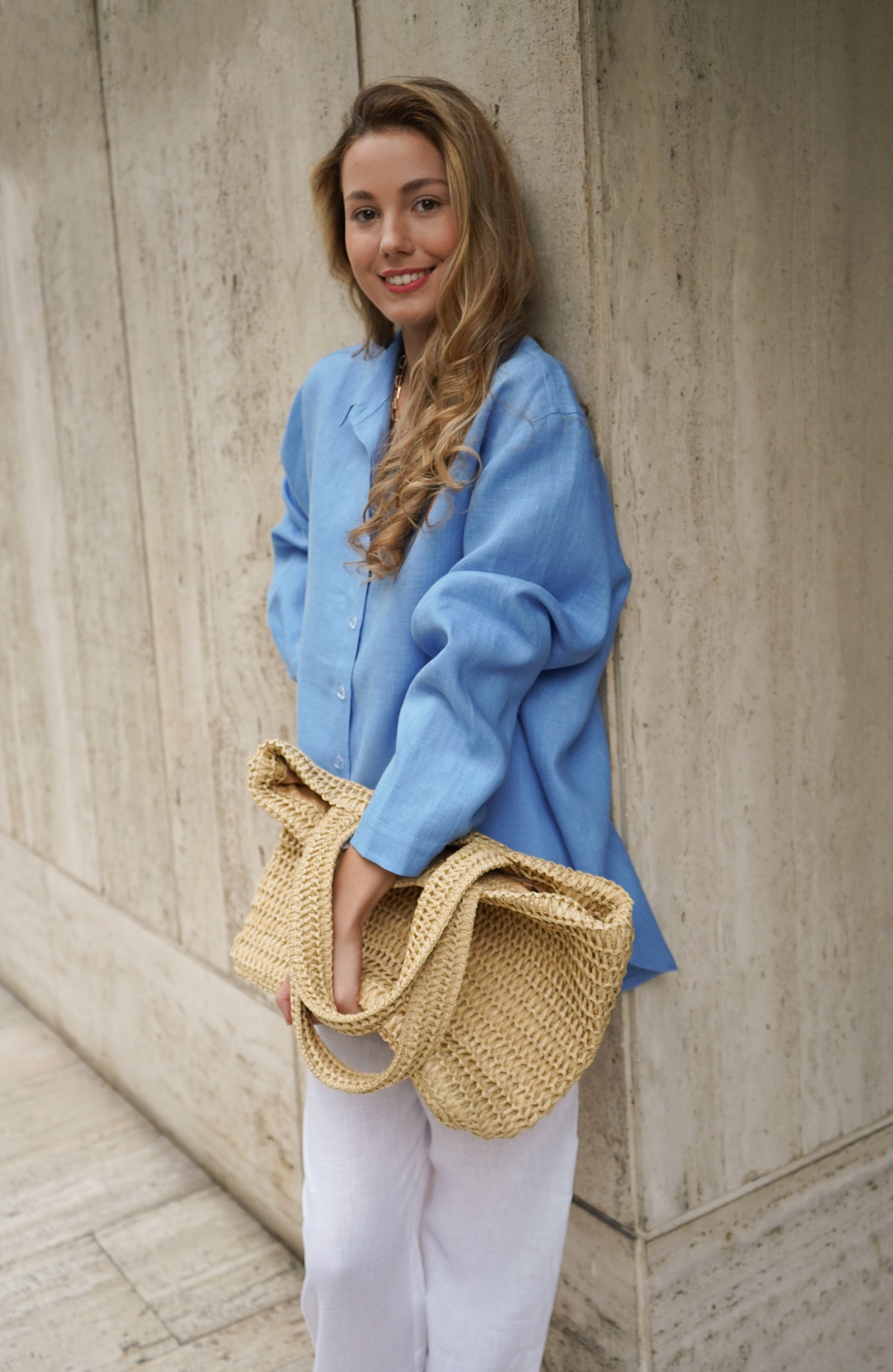 Zlata Oversize Shirt in Sky Blue